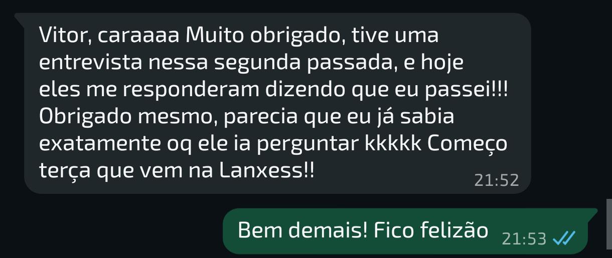 Depoimento — passou no Itaú e na XP